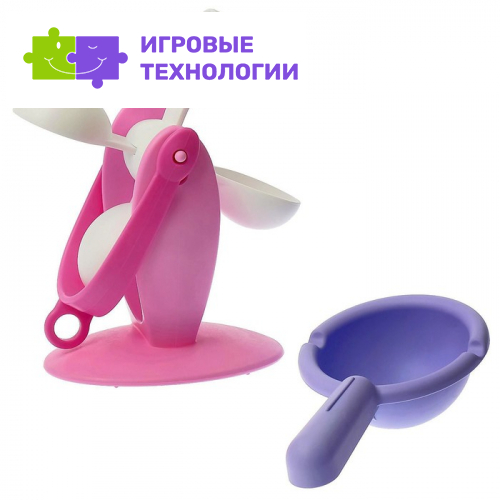 Игрушки для купания мягкие №6, набор 2 предмета: водное колесо, ковш, МИКС