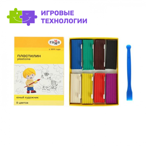 Пластилин 8 цветов 112 г "Юный художник", со стеком