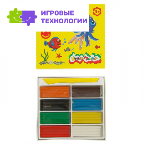 Пластилин «Каляка-Маляка», 8 цветов, 120 г, со стеком