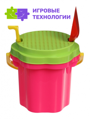 Песочный набор №101 ведро-цветок 0.3 л, сито, грабли, совок, МИКС