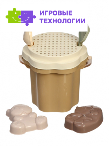 Песочный набор № 174 «Зефир», ведро-цветок 0.3 л, сито, грабли, совок, 2 формочки, МИКС